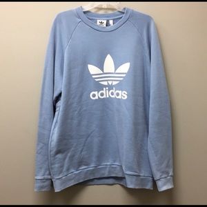 Adidas Trefoil Cotton Crewneck Sweatshirt Unisex Ash Blue XL NWT FINAL MARKDOWN